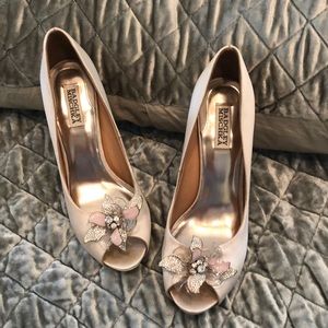 Blush silk Badgley Mischka heels